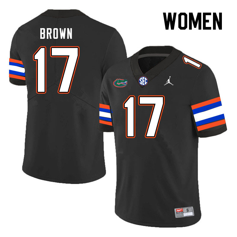 Women #17 Max Brown Florida Gators College Football Jerseys Stitched-Black - Click Image to Close